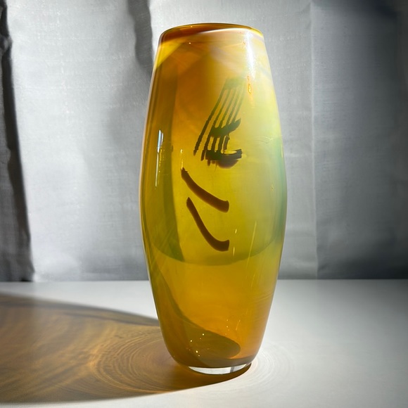 Peter Gudrunas Art Nouveau Blown Glass Vase SIGNED Rare Cadmium/Opalescent - Picture 9 of 13